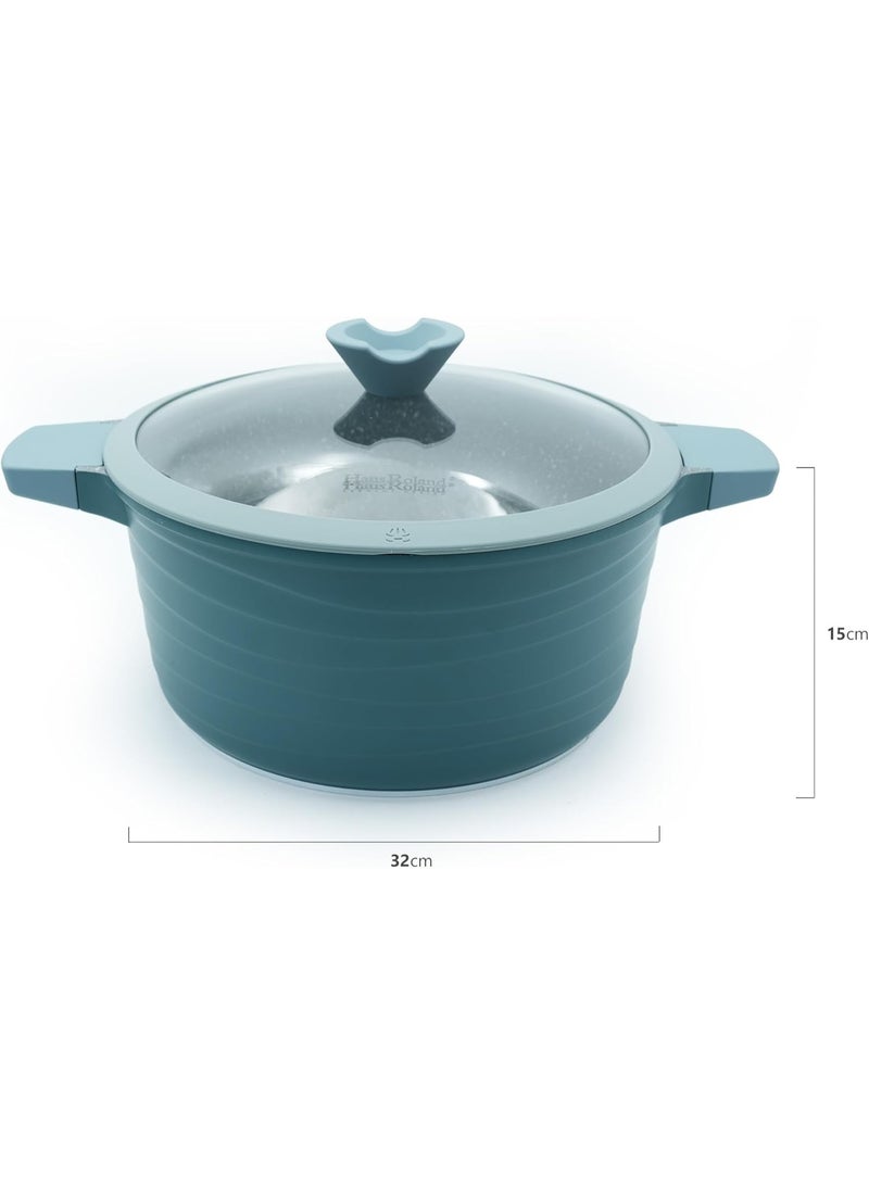 HausRoland Casserole 12L Green Granite Nonstick Cookware with Lids Die-Cast Aluminum Induction & Oven Safe PFOA/PTFE-Free Kitchen Utensil Durable Scratch-safe Pots Pans for Cooking (Sauce Pot 12L) - Image 5